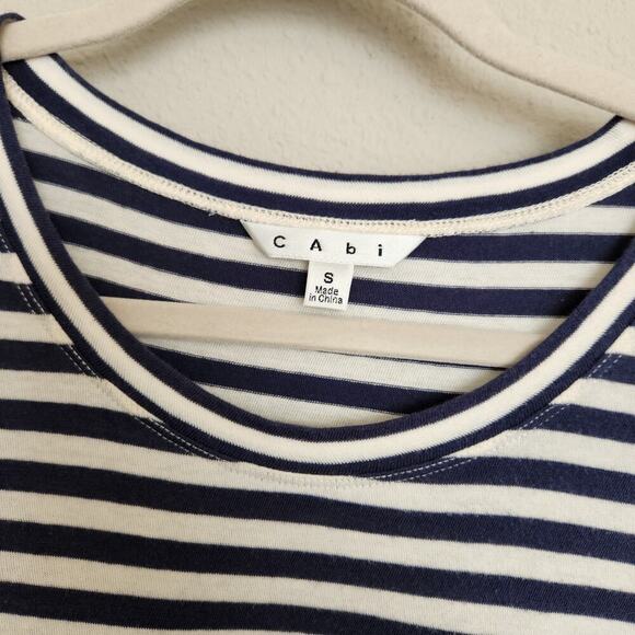 CAbi Bengal Navy & White Striped Tee Size Small Style #256 - Picture 8 of 12